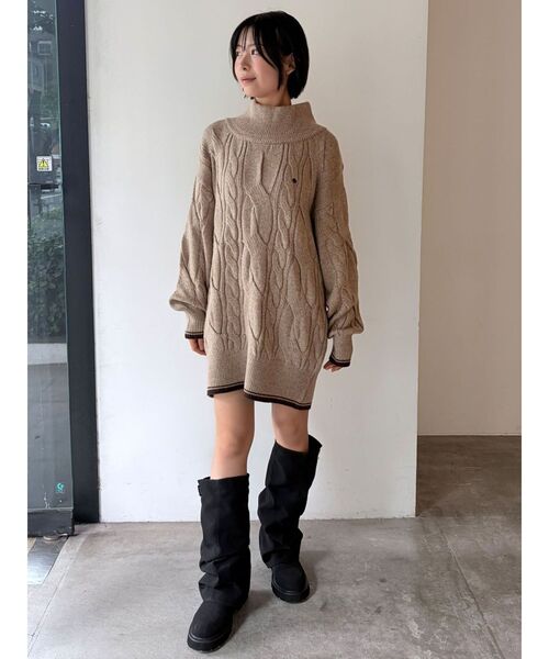 LAGUNAMOON(ラグナムーン)の「【POLO BCSコラボ】ケーブルニットミニワンピース(ワンピース・レディース・チャコールグレー/レッド/ベージュ・FREE)」の9枚目の写真