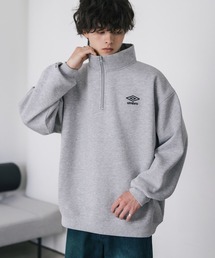 UMBRO アンブロ 別注コラボ オーバーサイズ裏起毛ワンポイントロゴ刺繍ハーフジップ長袖スウェット