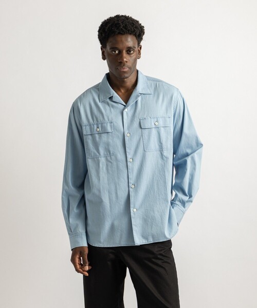 Saturdays NYC(サタデーズ ニューヨークシティ )の「Hanley Chambray Melange Shirt(シャツ/ブラウス・メンズ・ブラック/サックスブルー・L/M)」の4枚目の写真