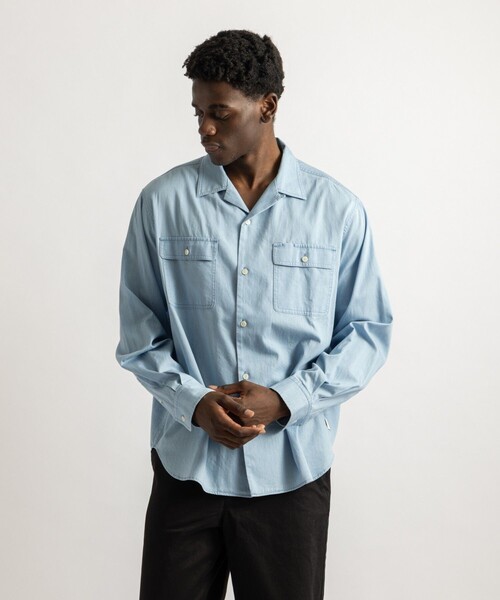 Saturdays NYC(サタデーズ ニューヨークシティ )の「Hanley Chambray Melange Shirt(シャツ/ブラウス・メンズ・ブラック/サックスブルー・L/M)」の2枚目の写真