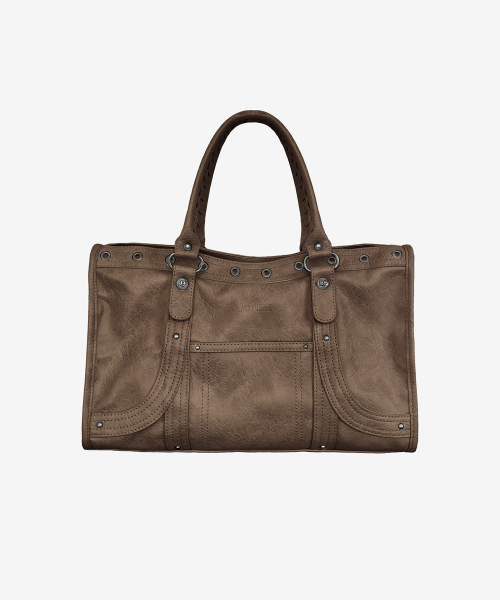 BLACKPURPLE（ブラックパープル）の「ベルトンカーブトートバッグ_ブラウン Velton Curve Tote Bag_Brown（トートバッグ・レディース・ブラウン・FREE）」の3枚目の写真
