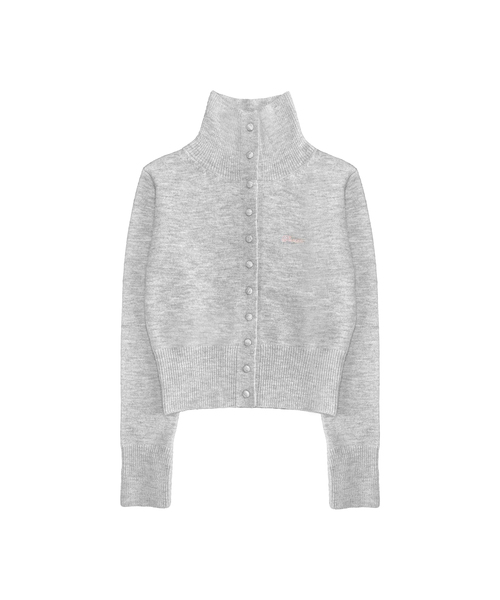 PASION(パシオン)の「Maren High-Neck Knit Cardigan_Gray(カーディガン/ボレロ・レディース・グレー・FREE)」の1枚目の写真