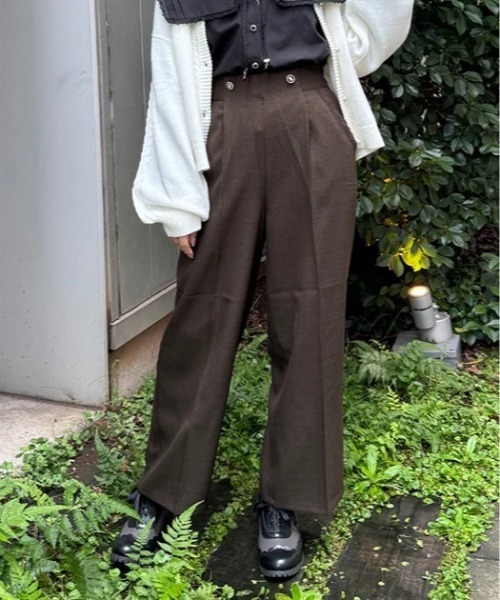 axes femme(アクシーズファム)の「チェック柄ワイドパンツ(その他パンツ・レディース・ダークブラウン/グレー・SMALL/MEDIUM)」の2枚目の写真