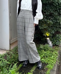 チェック柄ワイドパンツ