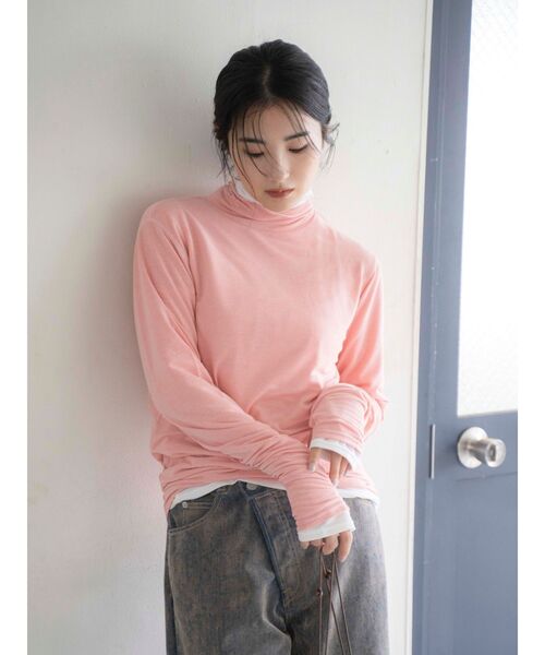 Ungrid（アングリッド）の「ハイネックロングスリーブTee（Tシャツ/カットソー・レディース・ピンク/ブラウン/オフホワイト/ブルー・FREE）」の20枚目の写真
