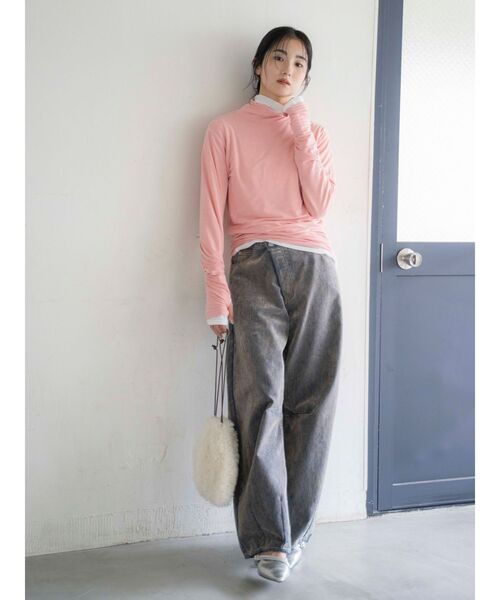 Ungrid（アングリッド）の「ハイネックロングスリーブTee（Tシャツ/カットソー・レディース・ピンク/ブラウン/オフホワイト/ブルー・FREE）」の13枚目の写真