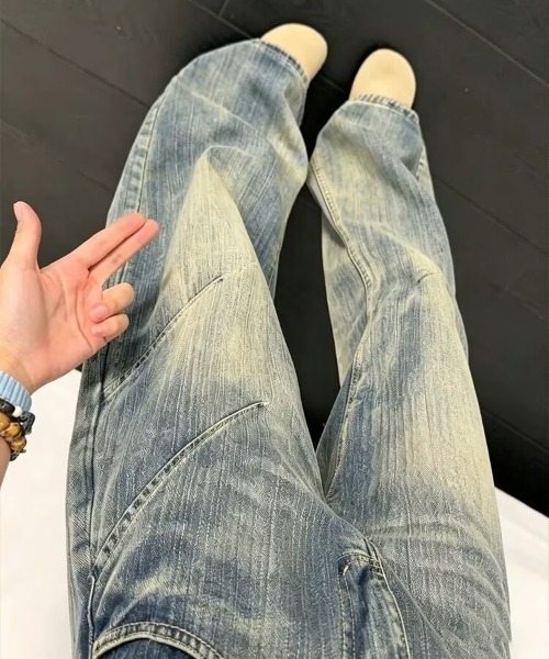FreeZone(フリーゾーン)の「【ヴィンテージ加工】ウォッシュドバレルワイドデニムパンツ / バギーデニム Y2K(デニムパンツ・メンズ・ブルー・M/S/L)」の15枚目の写真
