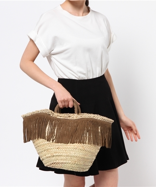 CIAOPANIC TYPY（チャオパニックティピー）の「【イタリアインポート】BERTINIフリンジカゴバッグ（かごバッグ・レディース・キャメル/オリーブ・FREE）」の3枚目の写真