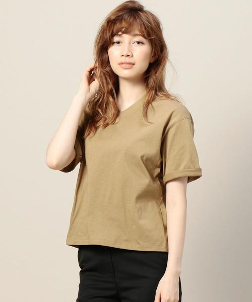 BEAUTY&YOUTH UNITED ARROWS(ビューティーアンドユースユナイテッドアローズ)の「BY BD ロールアップVネックTシャツ◆(Tシャツ/カットソー・レディース・ホワイト/ベージュ/レッド/ブラック・FREE)」の4枚目の写真
