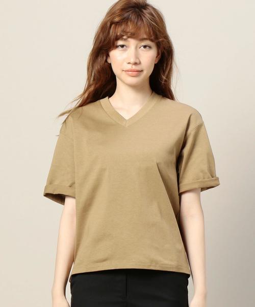 BEAUTY&YOUTH UNITED ARROWS(ビューティーアンドユースユナイテッドアローズ)の「BY BD ロールアップVネックTシャツ◆(Tシャツ/カットソー・レディース・ホワイト/ベージュ/レッド/ブラック・FREE)」の12枚目の写真