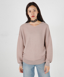 MOUSSY | GATHER STITCH V/NECK POK(ニット/セーター)