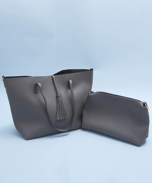 PLAIN CLOTHING(プレーンクロージング)の「セカンドバッグ付きトートバッグ【PLAIN CLOTHING】(トートバッグ・レディース・カーキ/ブラック/ボルドー/キャメル/グレー/ネイビー・FREE)」の1枚目の写真