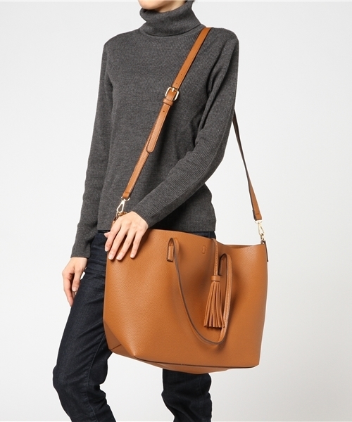 PLAIN CLOTHING(プレーンクロージング)の「セカンドバッグ付きトートバッグ【PLAIN CLOTHING】(トートバッグ・レディース・カーキ/ブラック/ボルドー/キャメル/グレー/ネイビー・FREE)」の12枚目の写真