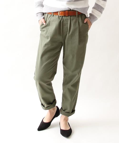 coen（コーエン）の「【スマイルプライス】チノテーパードパンツ（チノパンツ・レディース・オリーブ/ネイビー/ベージュ/コバルトブルー・LARGE/MEDIUM）」の3枚目の写真