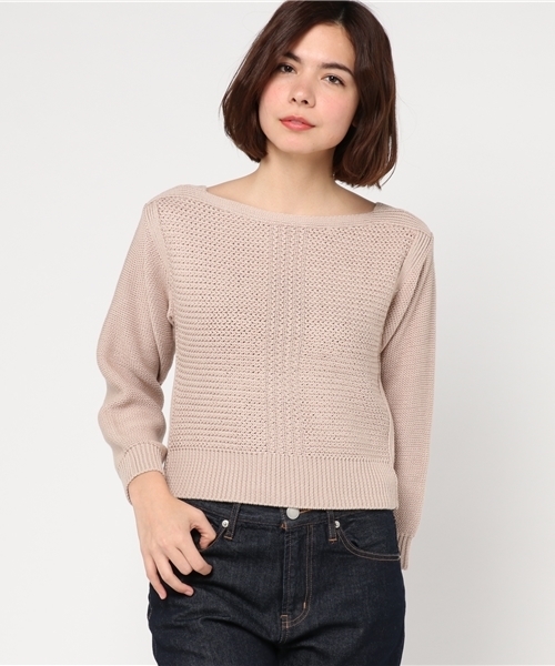 Omekashi(オメカシ)の「柄編み切替プルオーバー(ニット/セーター・レディース・アイボリー/ネイビー/ベージュ・フリ-)」の12枚目の写真