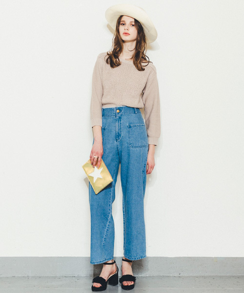 Omekashi(オメカシ)の「柄編み切替プルオーバー(ニット/セーター・レディース・アイボリー/ネイビー/ベージュ・フリ-)」の11枚目の写真