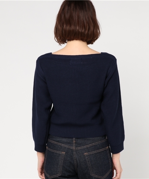 Omekashi(オメカシ)の「柄編み切替プルオーバー(ニット/セーター・レディース・アイボリー/ネイビー/ベージュ・フリ-)」の6枚目の写真