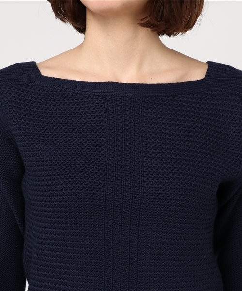 Omekashi(オメカシ)の「柄編み切替プルオーバー(ニット/セーター・レディース・アイボリー/ネイビー/ベージュ・フリ-)」の7枚目の写真