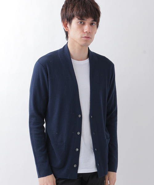 MK MICHEL KLEIN HOMME （エムケーミッシェルクランオム）の「“ミラノリブカーディガン”（カーディガン/ボレロ・メンズ・ネイビー/グレー・LARGE/MEDIUM）」の2枚目の写真