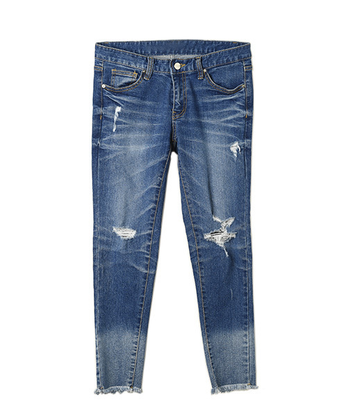 Eldia'lu（エルディアル）の「グラデーションダメージスキニーデニム（デニムパンツ・レディース・ブルー・MEDIUM/SMALL/LARGE）」の3枚目の写真