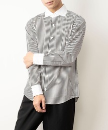 日本製 ホリゾンタル ワイドカラー 長袖シャツ