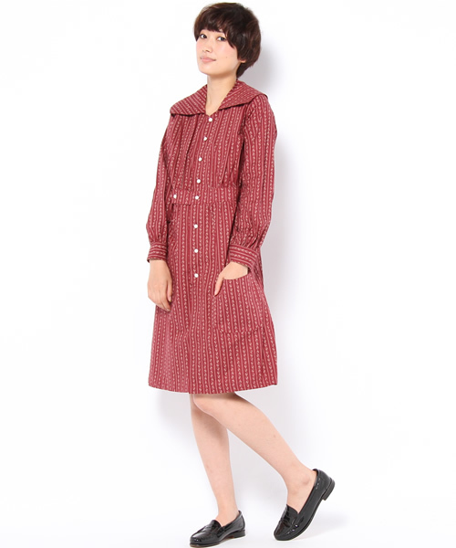 BEAMS BOY(ビームスボーイ)の「BEAMS BOY / 抜染 衿付ワンピース 1144CL(ワンピース・レディース・レッド・ONE SIZE)」の1枚目の写真