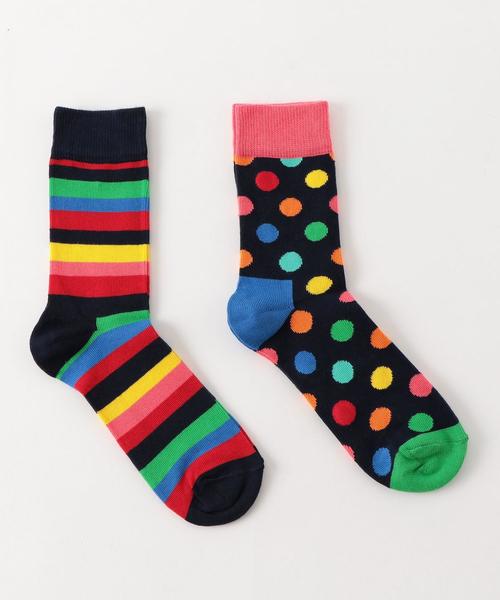 Happy Socks（ハッピーソックス）の「HAPPY SOCKS(ハッピーソックス) 2P 18SS（ソックス/靴下・キッズ・オレンジ/ロイヤルブルー/ネイビー/ホワイト・7-9Y:19.5-21.5cm/4-6Y:17-19cm/2-3Y(14.5-16.5cm)）」の2枚目の写真