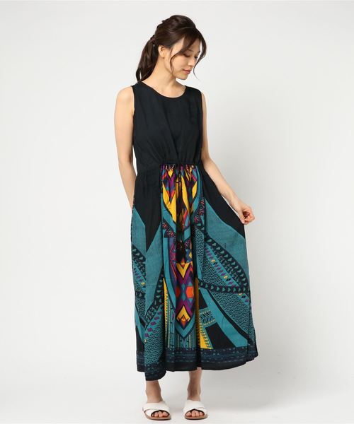 チャイハネ（チャイハネ）の「【チャイハネ】yul アフリカン柄ノースリーブワンピース（ワンピース・レディース・ホワイト/ブラック/オレンジ・FREE）」の8枚目の写真