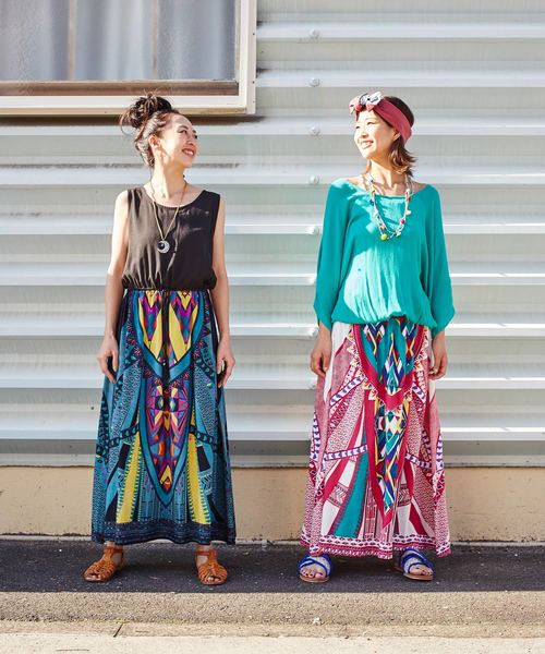 チャイハネ（チャイハネ）の「【チャイハネ】yul アフリカン柄ノースリーブワンピース（ワンピース・レディース・ホワイト/ブラック/オレンジ・FREE）」の11枚目の写真