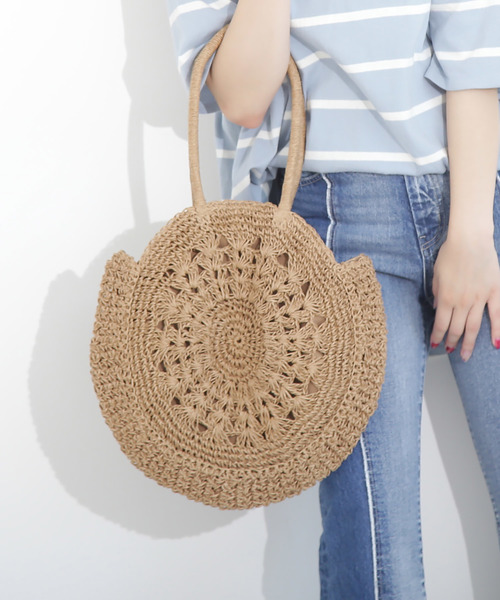 FREE'S MART（フリーズマート）の「サークルかごバッグ（かごバッグ・レディース・ベージュ/ブラウン・ﾌﾘ-）」の2枚目の写真