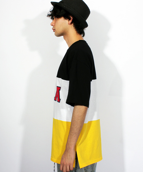 ８(eight)（エイト）の「USA ロゴ ビッグTシャツ（Tシャツ/カットソー・メンズ・ネイビー/ブラック×グリーン/ブラック×イエロー・MEDIUM/LARGE）」の8枚目の写真