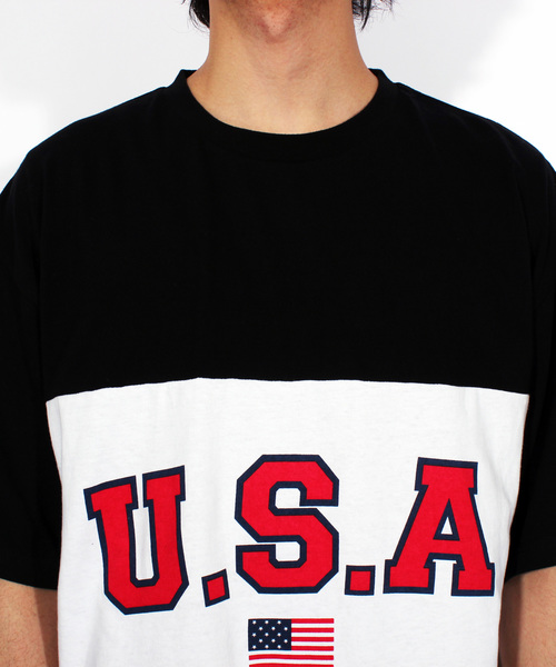 ８(eight)（エイト）の「USA ロゴ ビッグTシャツ（Tシャツ/カットソー・メンズ・ネイビー/ブラック×グリーン/ブラック×イエロー・MEDIUM/LARGE）」の19枚目の写真