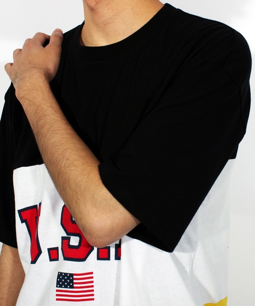 ８(eight)（エイト）の「USA ロゴ ビッグTシャツ（Tシャツ/カットソー・メンズ・ネイビー/ブラック×グリーン/ブラック×イエロー・MEDIUM/LARGE）」の12枚目の写真