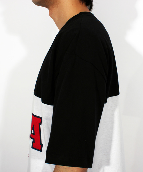 ８(eight)（エイト）の「USA ロゴ ビッグTシャツ（Tシャツ/カットソー・メンズ・ネイビー/ブラック×グリーン/ブラック×イエロー・MEDIUM/LARGE）」の7枚目の写真