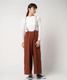 ツイルリボンモチーフハイウエストワイドパンツ
