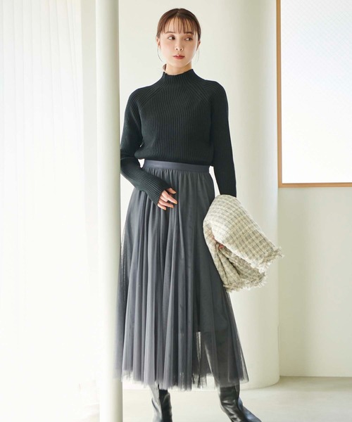 fifth（フィフス）の「[低身長サイズ有]チュールロングスカート（スカート・レディース・ブラウン/グレー/ブラック/オフホワイト/スモークピンク/ベージュ/カーキ・MEDIUM/SMALL）」の18枚目の写真
