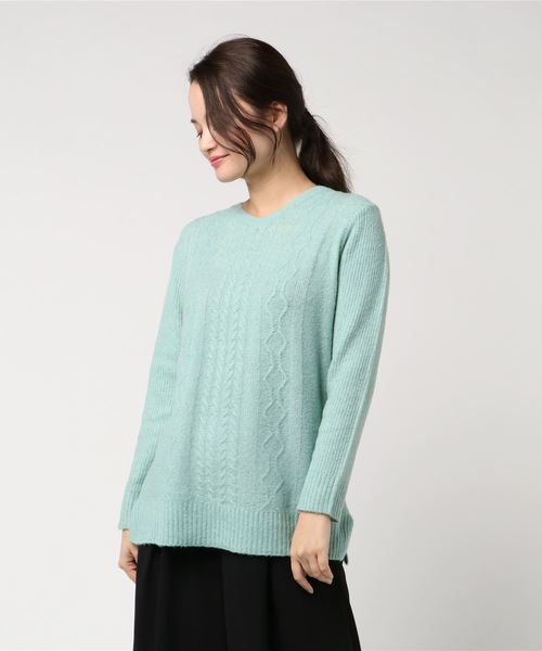 DECOY SINCE 1981（デコイシンスイチキュウハチイチ）の「ヤク混ケーブル柄ニットプルオーバー（ニット/セーター・レディース・ベージュ/グレー/ピンク/グリーン・LL/M size/L size）」の16枚目の写真