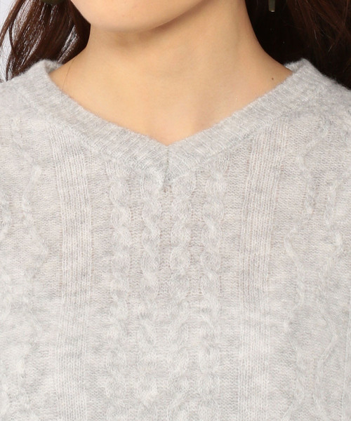 DECOY SINCE 1981（デコイシンスイチキュウハチイチ）の「ヤク混ケーブル柄ニットプルオーバー（ニット/セーター・レディース・ベージュ/グレー/ピンク/グリーン・LL/M size/L size）」の12枚目の写真