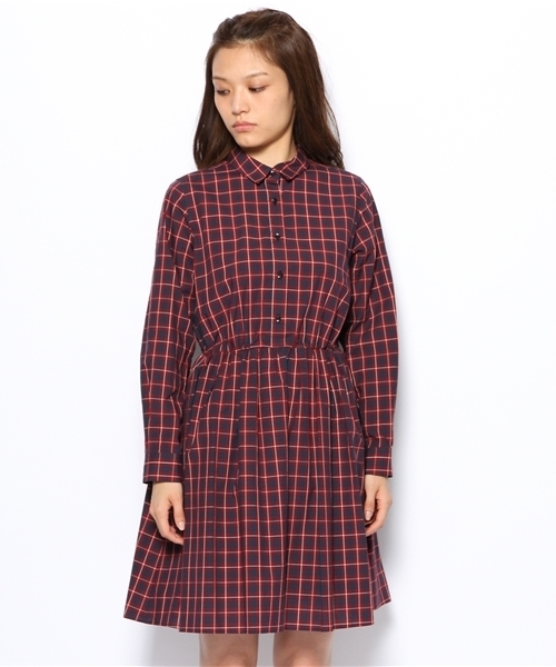 BEAUTY&YOUTH UNITED ARROWS（ビューティーアンドユースユナイテッドアローズ）の「BYSF コットンチェック ウエステッドシャツワンピース ◆（ワンピース・レディース・レッド・フリー）」の2枚目の写真