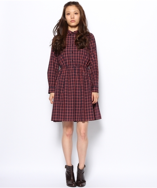 BEAUTY&YOUTH UNITED ARROWS（ビューティーアンドユースユナイテッドアローズ）の「BYSF コットンチェック ウエステッドシャツワンピース ◆（ワンピース・レディース・レッド・フリー）」の5枚目の写真