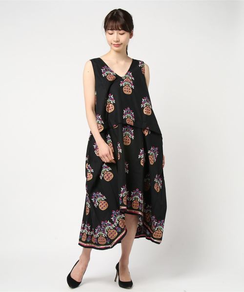 チャイハネ(チャイハネ)の「【チャイハネ】yul 花瓶プリントノースリーブワンピース(ワンピース・レディース・ホワイト/ブラック/レッド/イエロー/グリーン・FREE)」の3枚目の写真