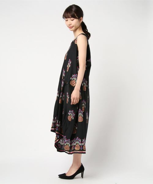 チャイハネ(チャイハネ)の「【チャイハネ】yul 花瓶プリントノースリーブワンピース(ワンピース・レディース・ホワイト/ブラック/レッド/イエロー/グリーン・FREE)」の6枚目の写真