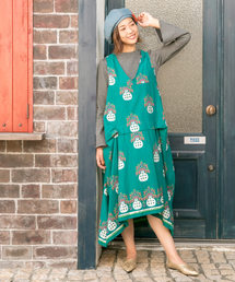 チャイハネ | 【チャイハネ】yul 花瓶プリントノースリーブワンピース(ワンピース)