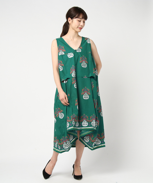 チャイハネ(チャイハネ)の「【チャイハネ】yul 花瓶プリントノースリーブワンピース(ワンピース・レディース・ホワイト/ブラック/レッド/イエロー/グリーン・FREE)」の12枚目の写真