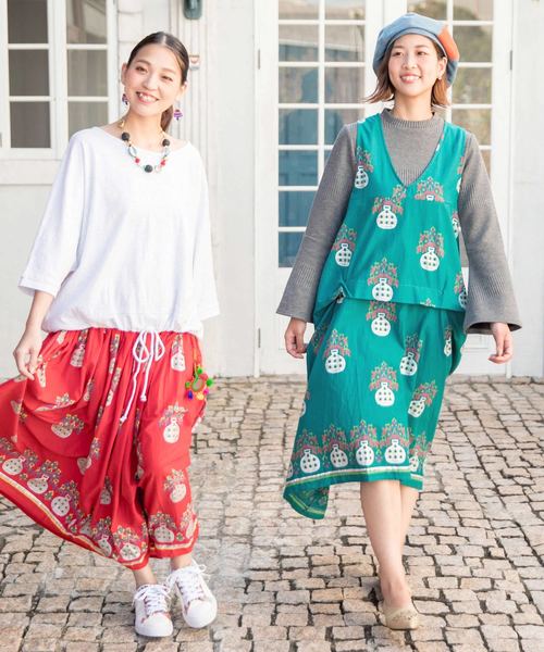 チャイハネ(チャイハネ)の「【チャイハネ】yul 花瓶プリントノースリーブワンピース(ワンピース・レディース・ホワイト/ブラック/レッド/イエロー/グリーン・FREE)」の13枚目の写真