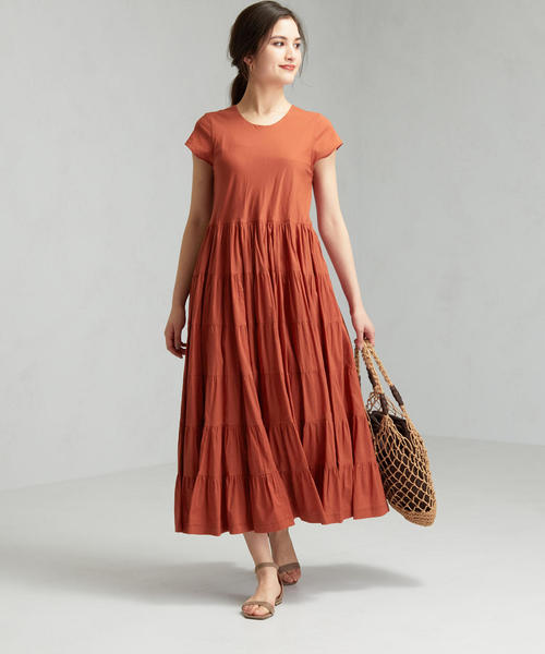 green label relaxing（グリーンレーベルリラクシング）の「CFC INDIA ティアード マキシ ワンピース（ワンピース・レディース・ブラック/オレンジ系その他/モカ・38/36）」の14枚目の写真