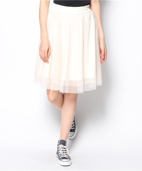 one after another NICE CLAUP（ワンアフターアナザーナイスクラップ）の「【ナイスクラップ】チュールスカート（スカート・レディース・ナチュラル/ブラック/オフホワイト・FREE）」の3枚目の写真
