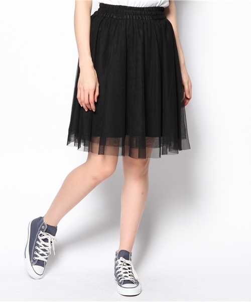 one after another NICE CLAUP（ワンアフターアナザーナイスクラップ）の「【ナイスクラップ】チュールスカート（スカート・レディース・ナチュラル/ブラック/オフホワイト・FREE）」の2枚目の写真