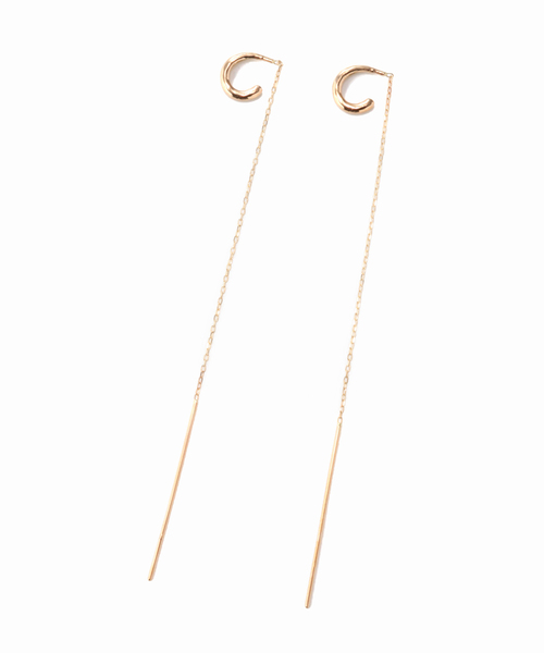 Spick & Span(スピックアンドスパン)の「※CフープロングチェーンピアスK10 2P(ピアス(両耳用)・レディース・ゴールド・FREE)」の4枚目の写真
