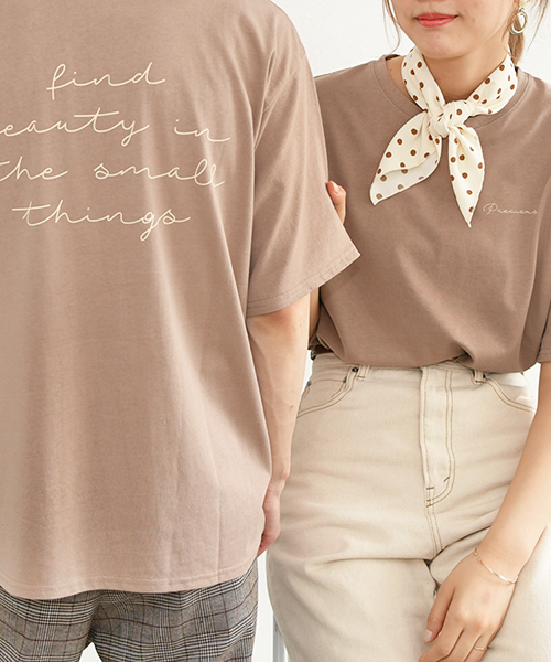 PairPair（ペアペア）の「【リンクコーデ専門ブランド/ペアペア】筆記体ロゴビッグＴ(男女兼用)（Tシャツ/カットソー・レディース・ブラック/オフホワイト/モカ・FREE）」の3枚目の写真